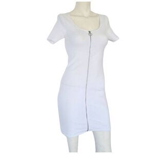 ZARA Trafaluc white full zip mini dress size S